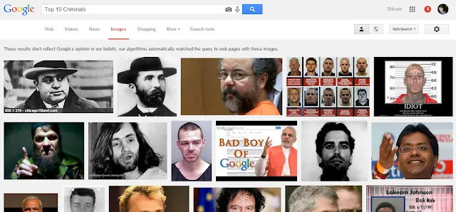 Narendra Modi Photo In "Top 10 Criminals" on Web Search Engine's(Google And Bing)