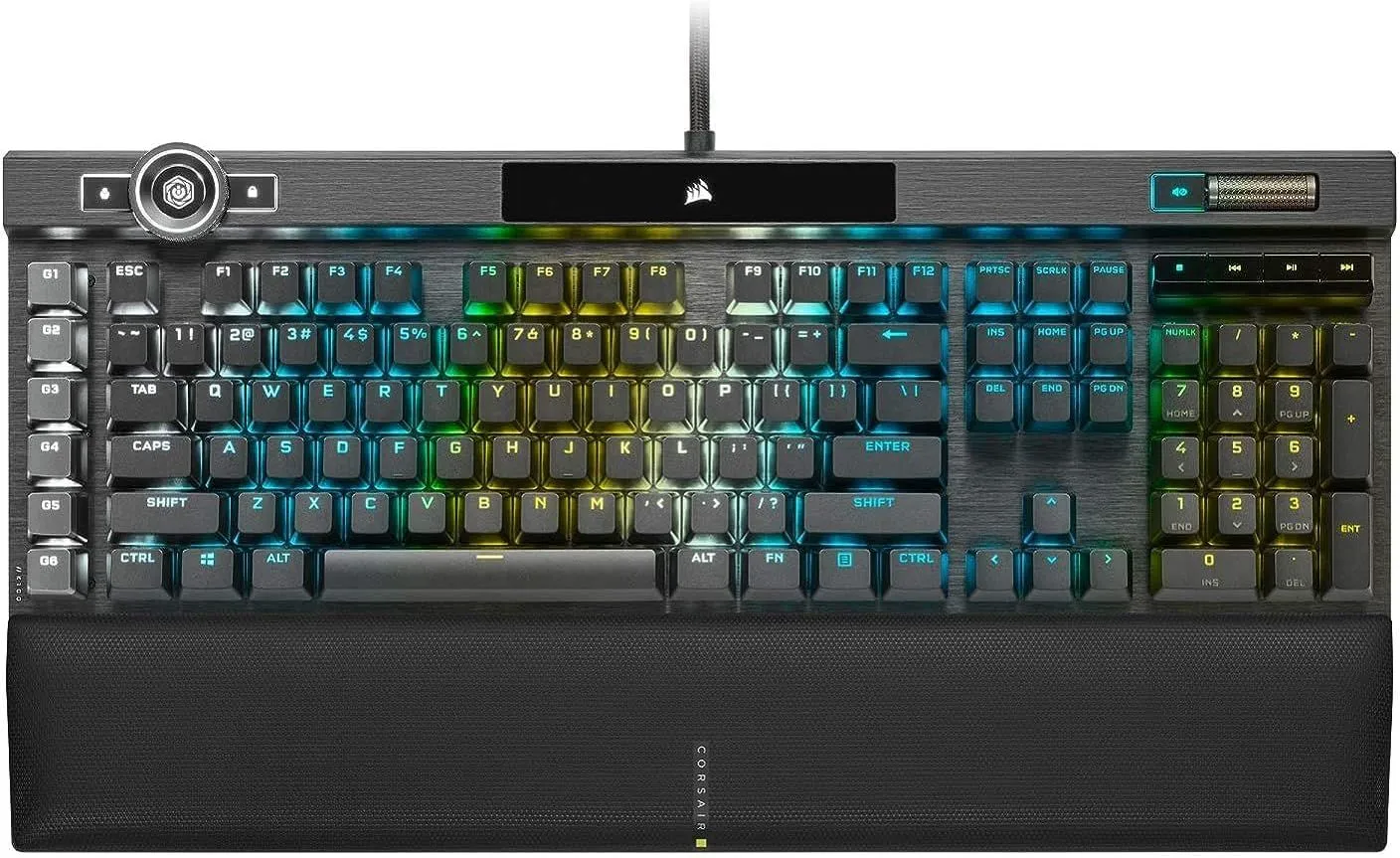 Corsair K100 RGB Optical-Mechanical Wired Gaming Keyboard - OPX Switches - PBT Double-Shot Keycaps - Elgato Stream Deck and iCUE Compatible - QWERTY NA Layout - Black