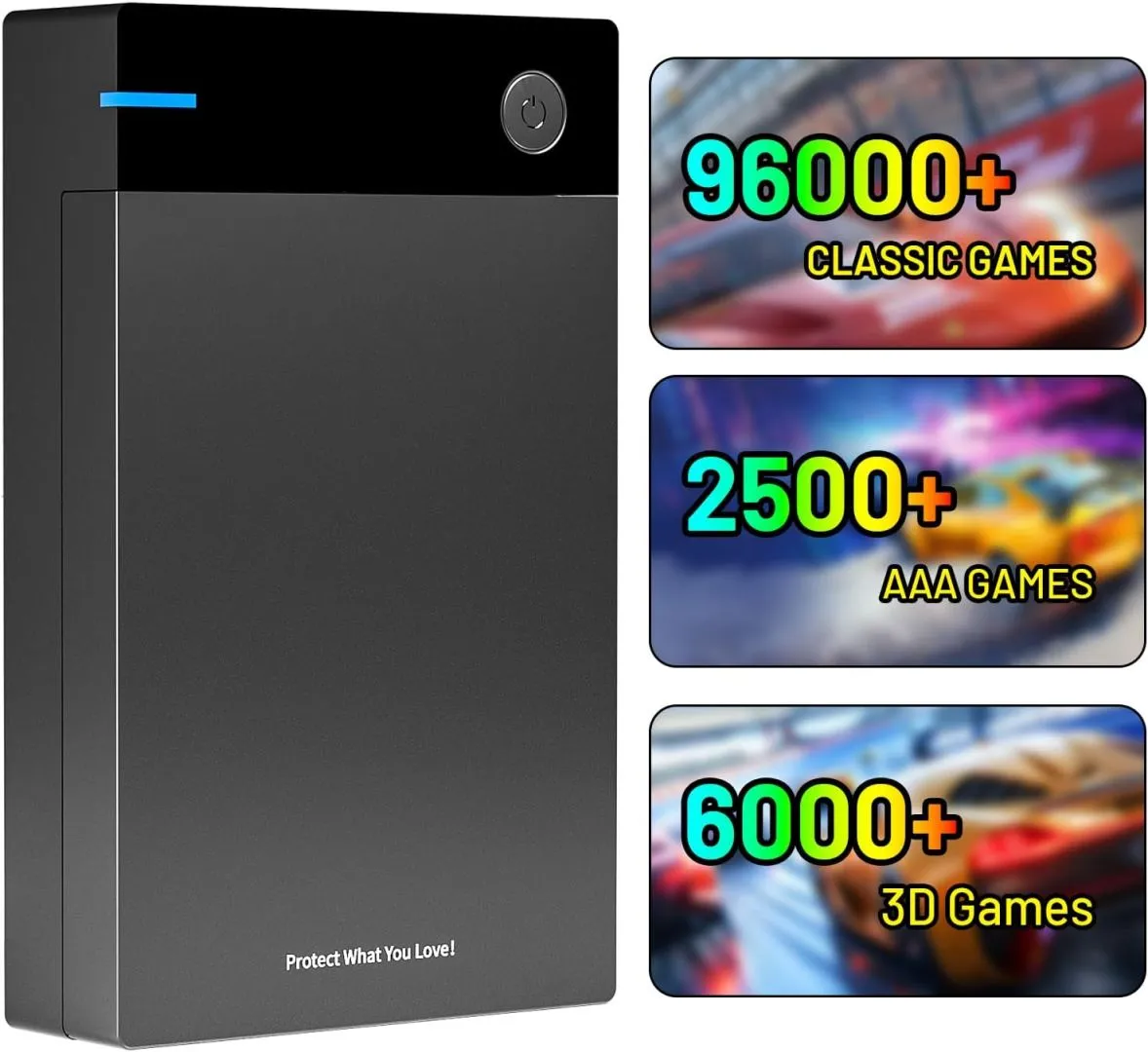 Kinhank 12TB Retro Gaming HDD Hard Drive with 96000+ Games,Retro Game Console Compatible with 400+ Emulators,6000+3D Games,Portable Game Hard Drive Disk Compatible with Win-7/8/10/11,Gifts for Men