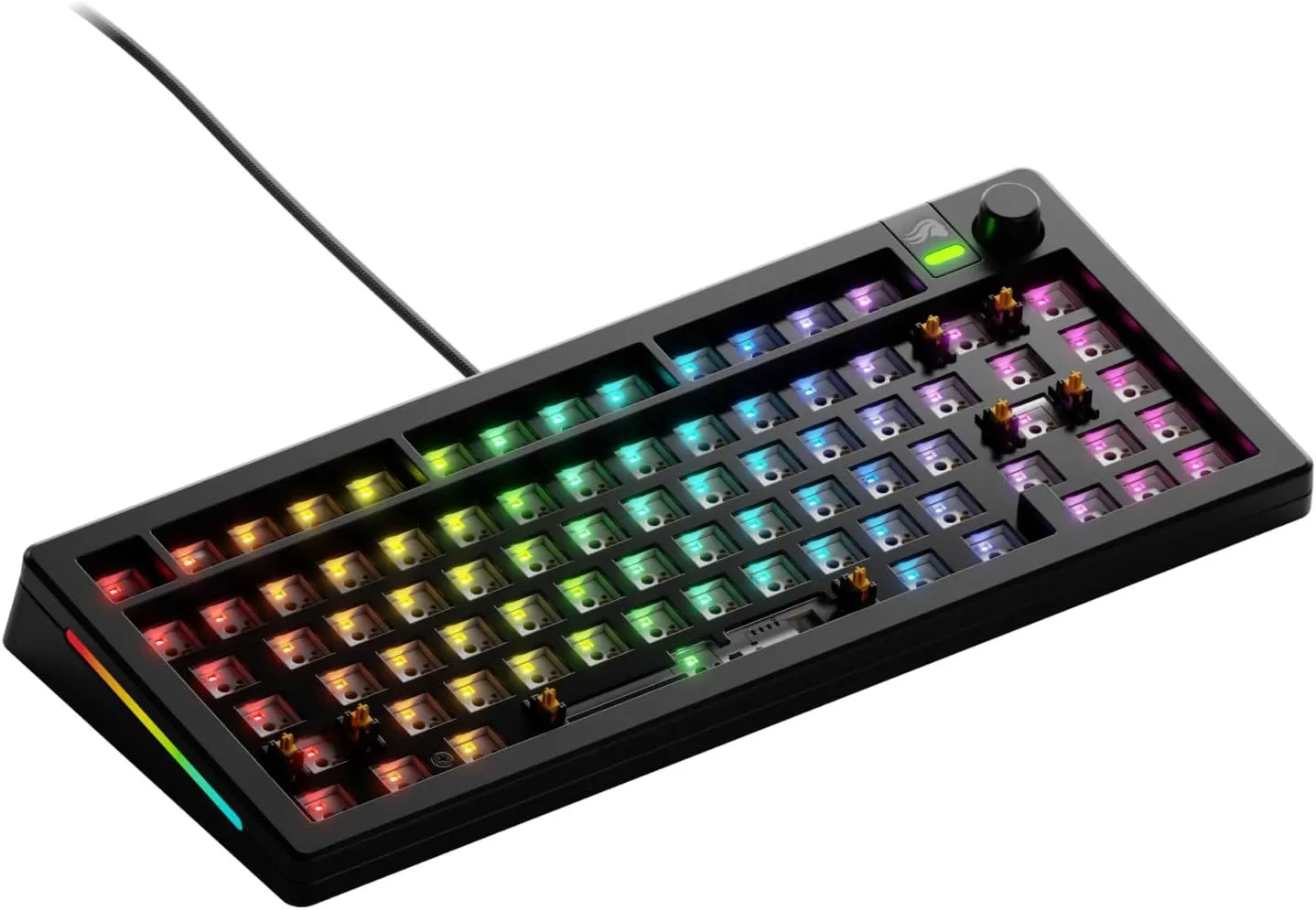 GLORIOUS Gaming - GMMK 3 Barebones Custom Gaming Keyboard Kit with Knob, 75% Mechanical Keyboard, Modular Gasket System, Hotswappable MX, Sound Dampening Foam, Aluminum Switch Plate (Black)