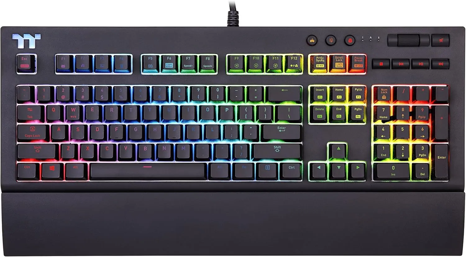 Thermaltake Tt Premium X1 RGB Smartphone Enabled Voice-Controlled AI 16.8 Million Color with 12 Lighting Effects Cherry MX Blue Switches Mechanical Gaming Keyboard KB‐TPX‐BLBRUS‐01
