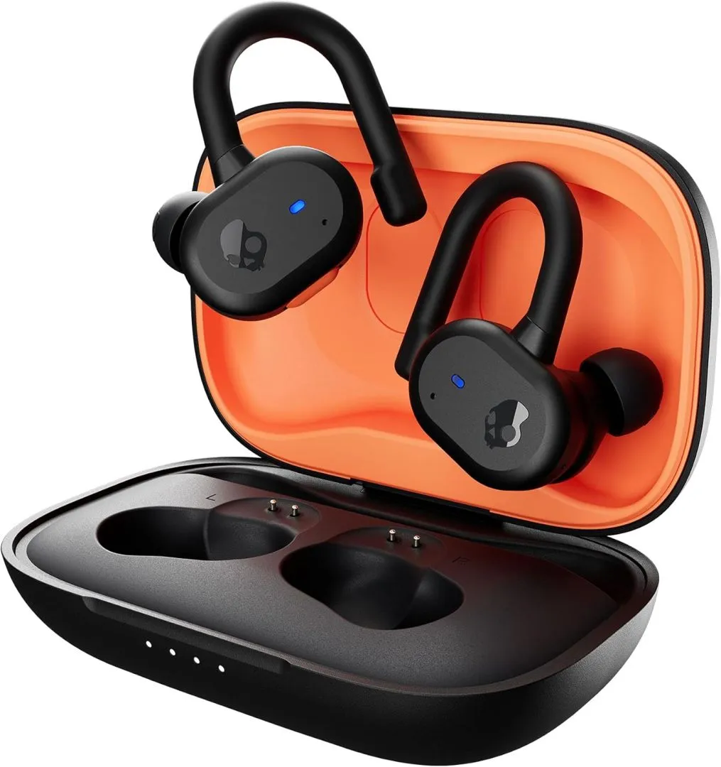 Skullcandy Push Active In-Ear Wireless Earbuds, 43 Hr Battery, Skull-iQ, Alexa Enabled, Microphone, Works with iPhone Android and Bluetooth Devices - True Black/Orange