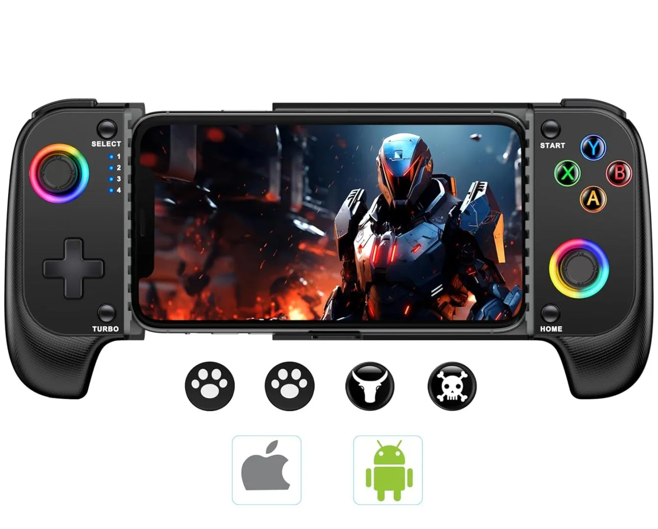 MystNova Wireless Phone Mobile Gaming Controller for iPhone/Android - Turn Your iPhone into a Gaming Console - Play Xbox, PlayStation, Steam Link, Cloud Gamepad for iOS with RGB
