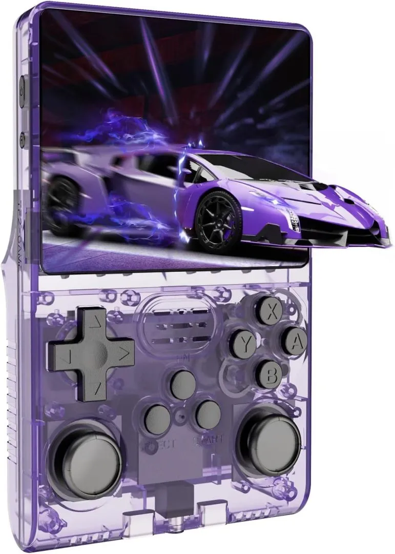 30000 Games in 1 Handheld Game Console, 3.5" HD IPS Screen Mini Retro Gaming Console, 3800mAh, Built-in 256G TF Card Portable Retro Handheld Game Consoles Open Source Game Console-Purple