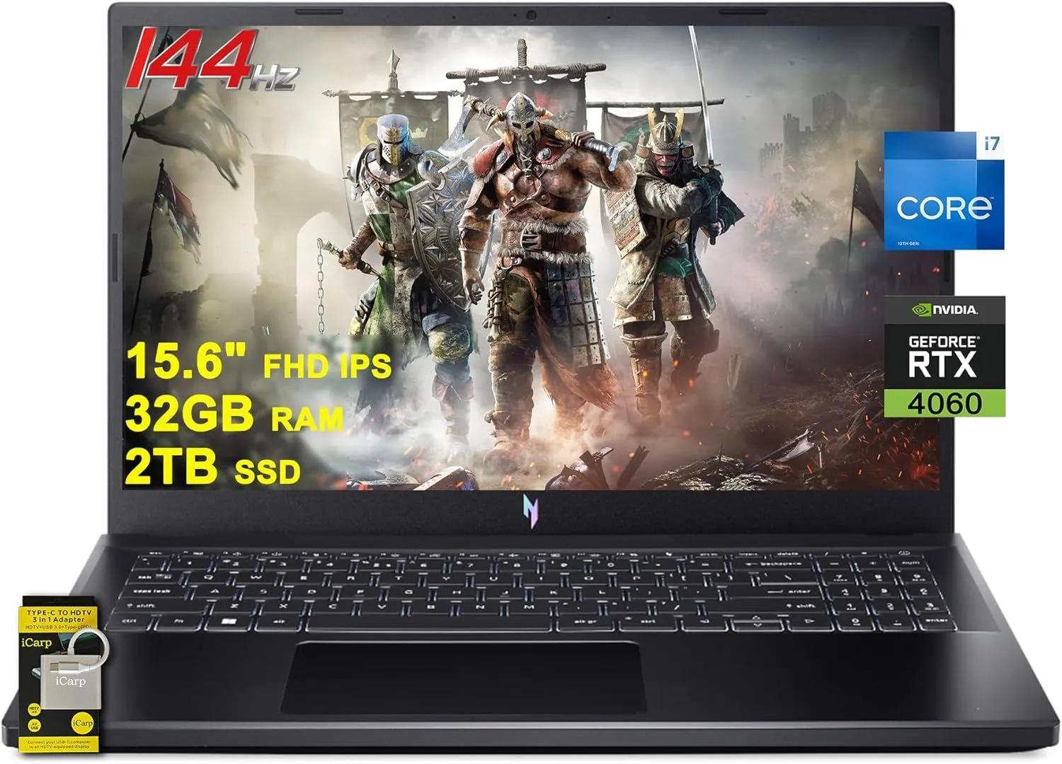 acer Nitro V 15 Gaming Laptop 15.6" FHD IPS 144Hz Intel 10-core i7-13620H 32GB RAM 2TB SSD GeForce RTX 4060 Backlit USB-C Win11 w/ICP Accessory