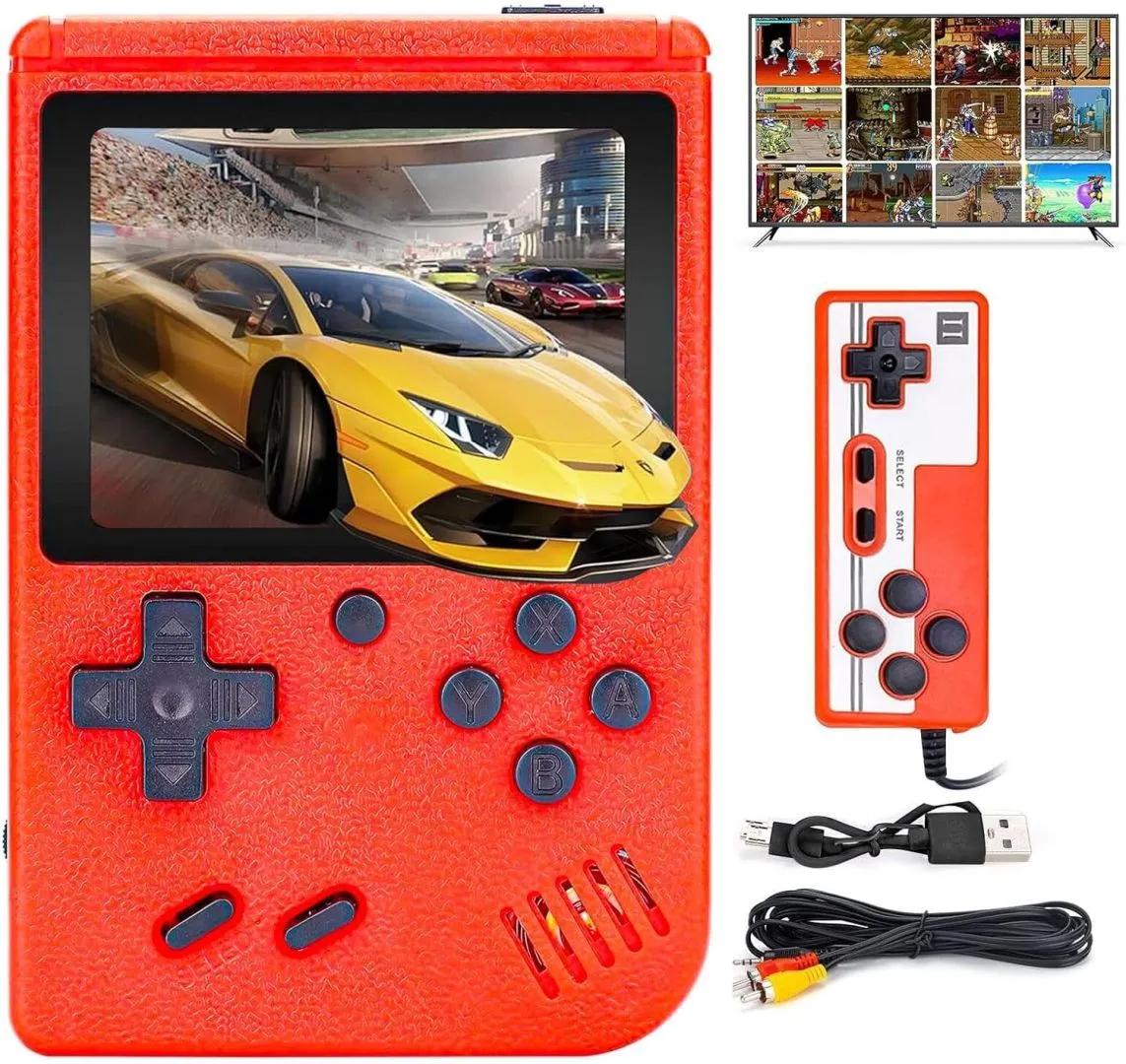 Handheld Game Console,Portable Gaming System with 400+ Classic Games,3.0" LCD Screen,Retro Game Console Support TV Connection & 2 Players for Kids Adults(red)