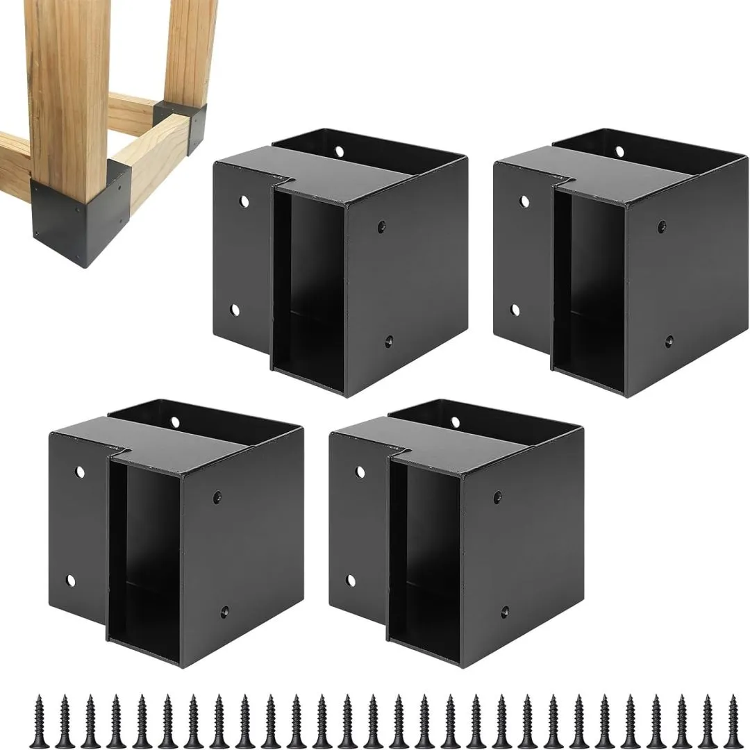 Workbench Corner Brackets, 8 Pcs Steel Workbench Kit for Custom Workbench Shelving Work Table, 3-Way Right Angle Corner Bracket for 2x4 "(Actual 1.5"x3.5") Wood - Black
