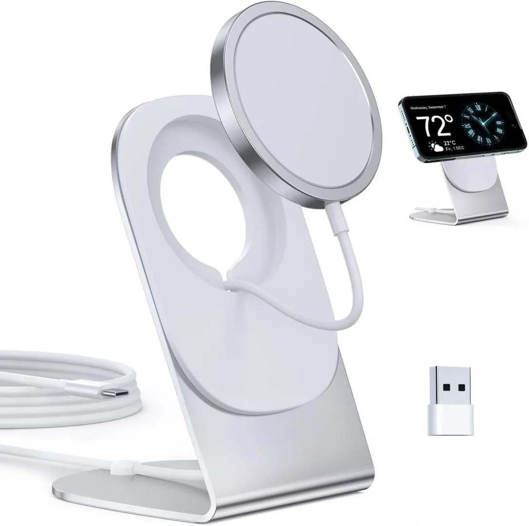 Magnetic Wireless Charger Mag-Safe Charger for iPhone 16/15/14/13/12 Series Convertible Magnet Wireless Charging Stand/Pad with 5ft Cable for iPhone and AirPods 2/3/Pro 2/Pro