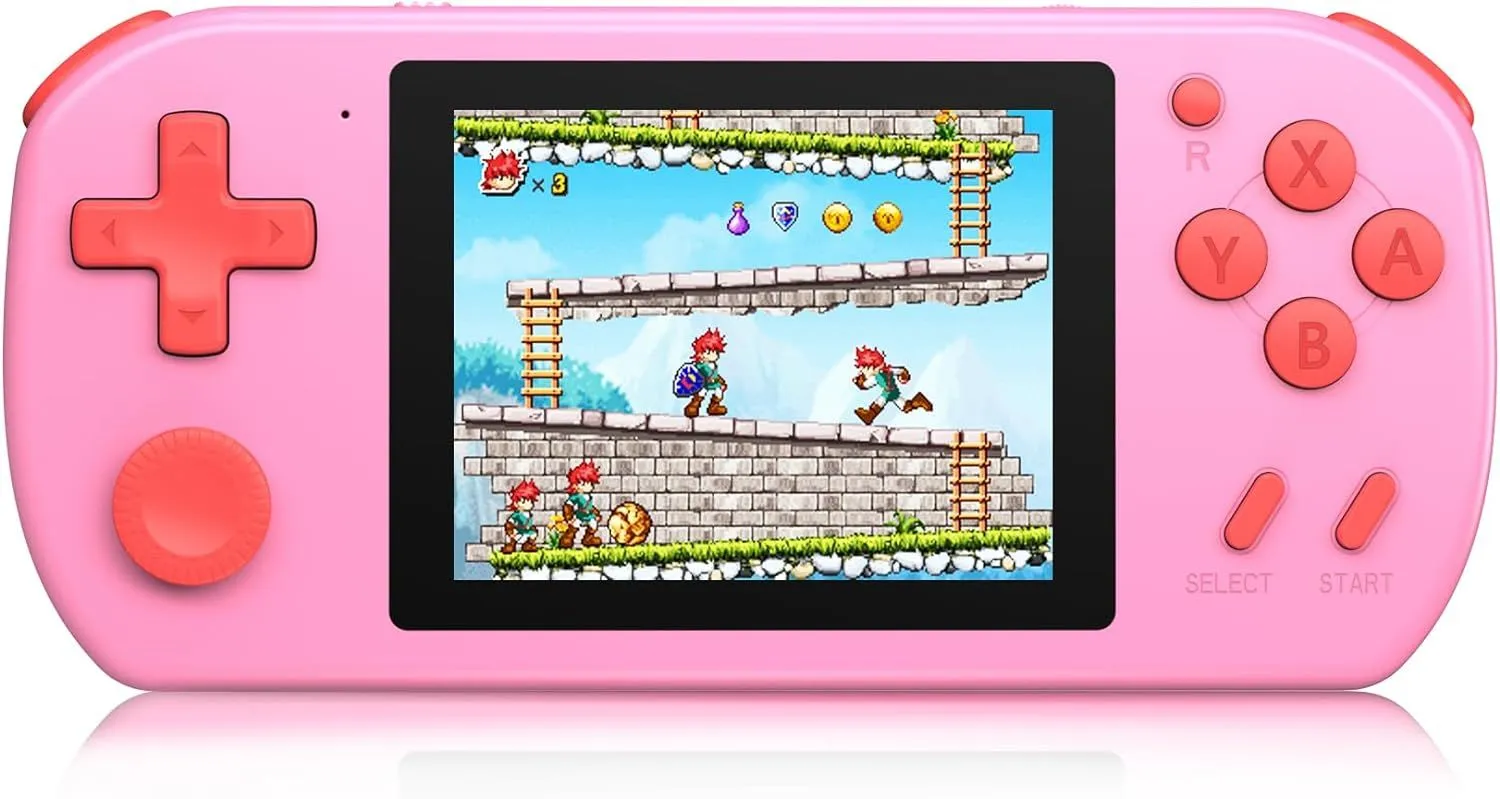 Beico Handheld Games for Kids Adults with Built in 268 Classic Retro Video Games,3.0'' Color Screen Rechargeable Portable Arcade Gaming Player,Boys Girls Travel Electronics Toys Birthday Gift (Pink)