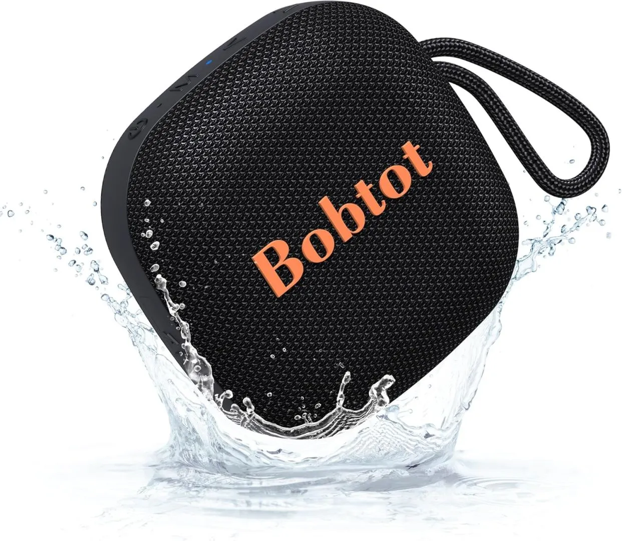 Bobtot Portable Bluetooth Speakers Wireless - IPX7 Waterproof Mini Shower Speaker with 10W Peak Loud Stereo Sound, 16 Hours Playtime, Rich Bass, TWS, Built-in Mic, Small Size for Travel Sport, Black