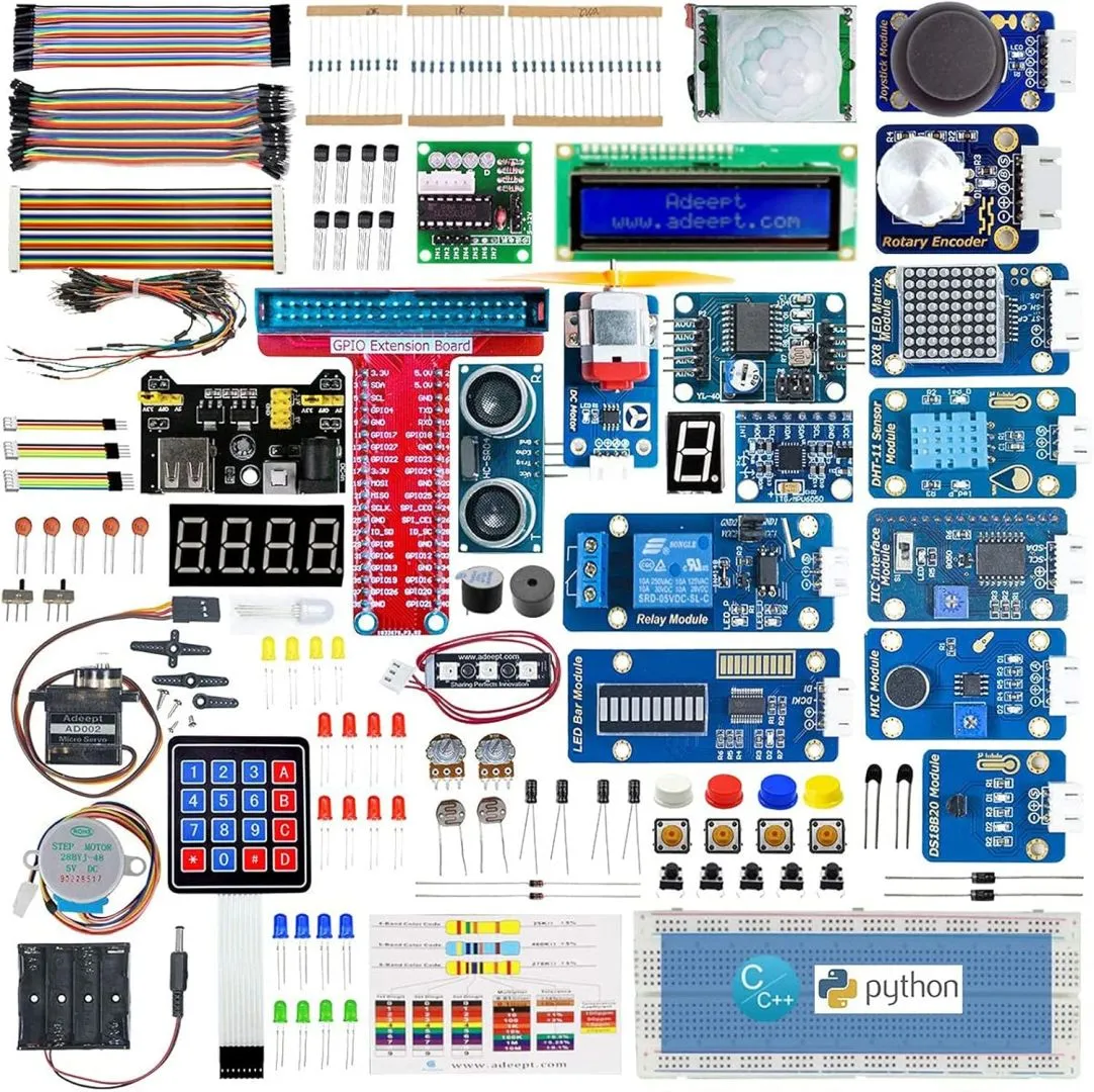 Adeept Upgrade Ultimate Starter Kit for Raspberry Pi 4 3, Raspberry Pi Kit, Python C Code, 40 Projects, DIY Electronic Components Kit with 480 Pages PDF Manual