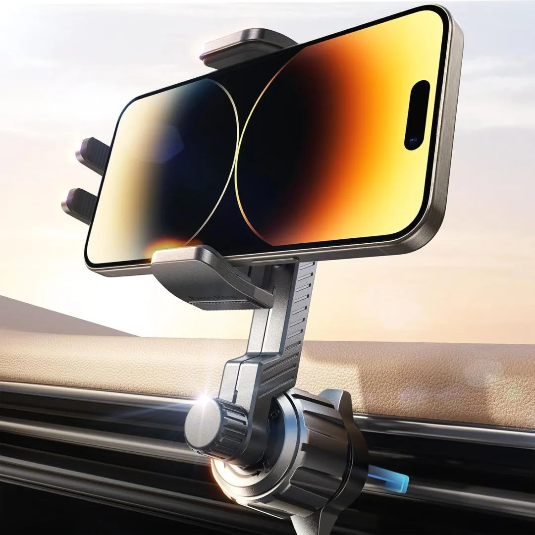LISEN Phone Mount for Car Vent [Never Blocking] Rotatable Car Phone Holder Mount Air Vent Clip 2024 Hands Free Cell Phone Car Mount for iPhone 16 Pro Max Plus 15 14 13 Samsung Android, Black