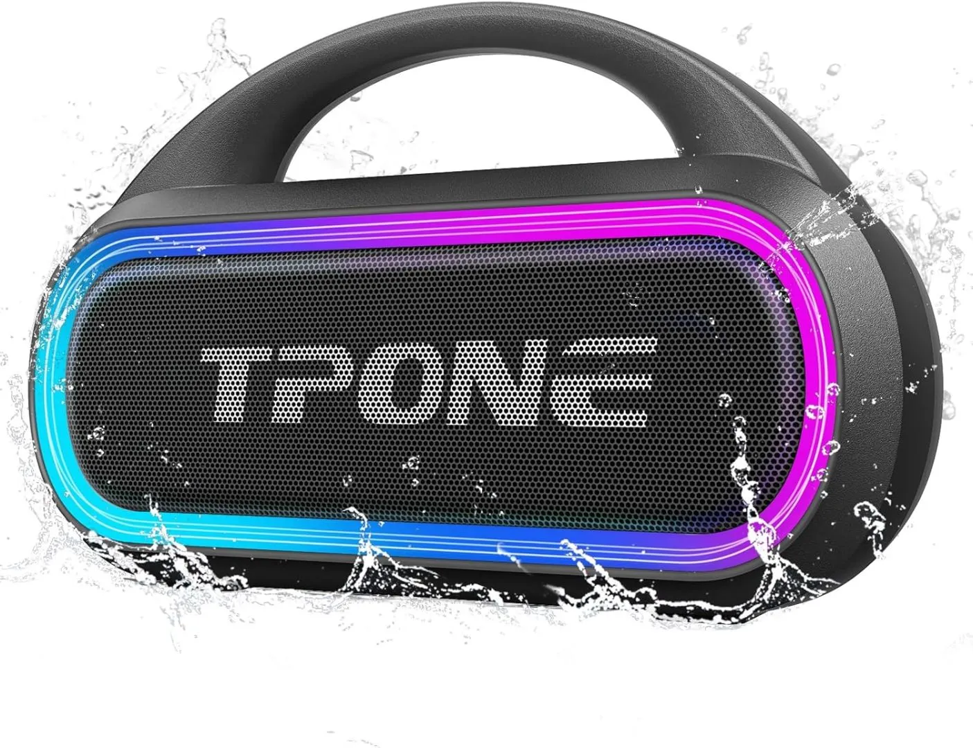 Portable Bluetooth Speaker, 30W (Peak) Wireless Waterproof Speaker for Travel, 100ft Range, Multi-Colors Rhythm Lights, TWS Pairing, BT5.3, for Home/Party/Outdoor/Beach (Black)