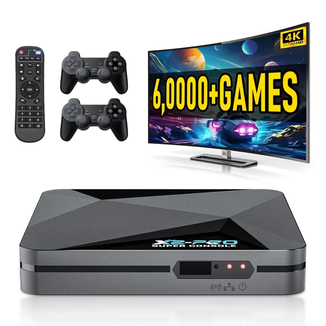 Kinhank Super Console X2 pro with 60000+Games Video Game Console,Retro Game Console with EmuELEC 4.5/Android 9.0 in 1, 2.4G+5G and BT 5.0,2 Gamepad Inside