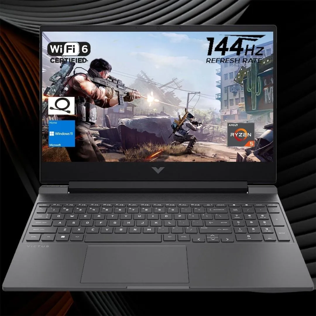 HP Victus Gaming Laptop, 15.6" FHD 144Hz, AMD Ryzen 5 7535HS, Radeon RX 6550M (Beats Nvidia GeForce RTX 3050), 16GB RAM 512GB SSD, Backlit Keyboard, Wi-Fi 6, Bluetooth, Windows 11 Home, Mica Silver