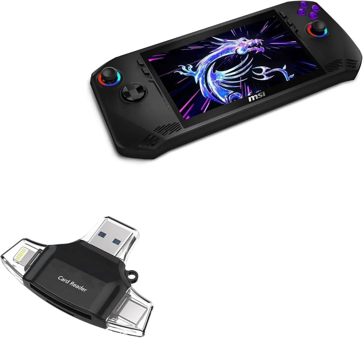 BoxWave Smart Gadget Compatible with MSI Claw 7 AI+ - AllReader SD Card Reader, microSD Card Reader SD Compact USB - Jet Black