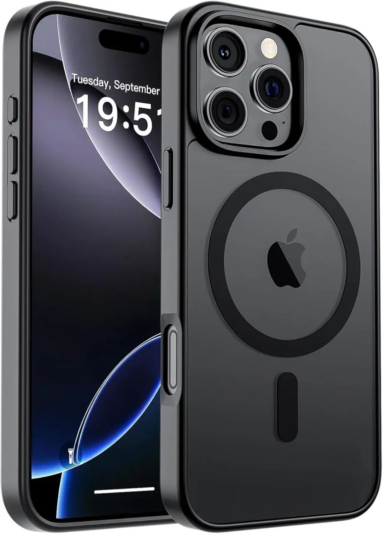 SUPFINE Magnetic for iPhone 16 Pro Max Case (Compatible with MagSafe) (10 FT Military Grade Drop Protection) Slim Translucent Matte Shockproof with Anti-Fingerprint Phone Case, Black