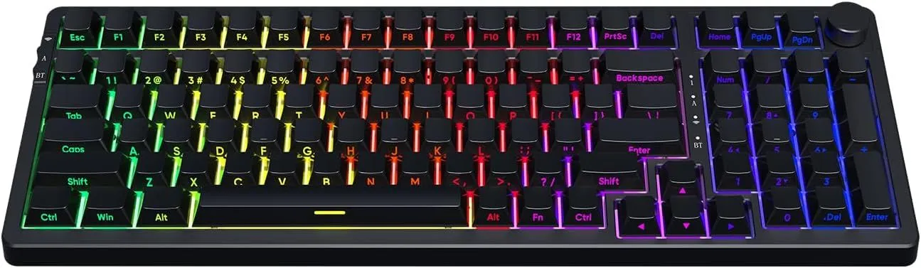NACODEX AK992 99 Key Hot Swappable RGB Gasket Mount Keyboard | OEM PBT Side Engraved Keycaps | 4000mAh Bluetooth /2.4G /Wired PC Gaming Custom Keyboard with Volume Knob