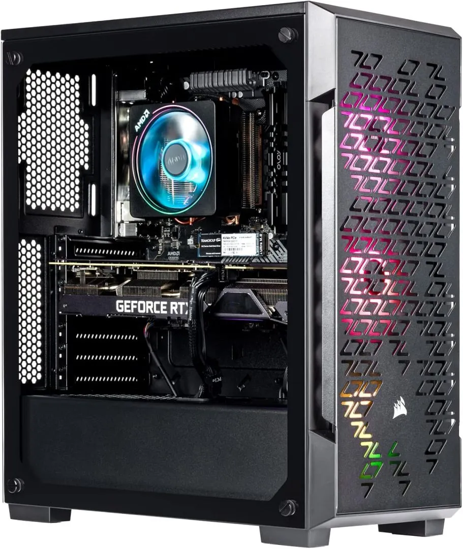 Velztorm Fultix Custom Built Gaming Desktop PC (AMD Ryzen 5-5500 6-Core, GeForce RTX 3050 8GB, 32GB DDR4, 1TB PCIe SSD + 1TB HDD (3.5), RGB Fans, 650W PSU, AC WiFi, Bluetooth, Win 10 Pro)