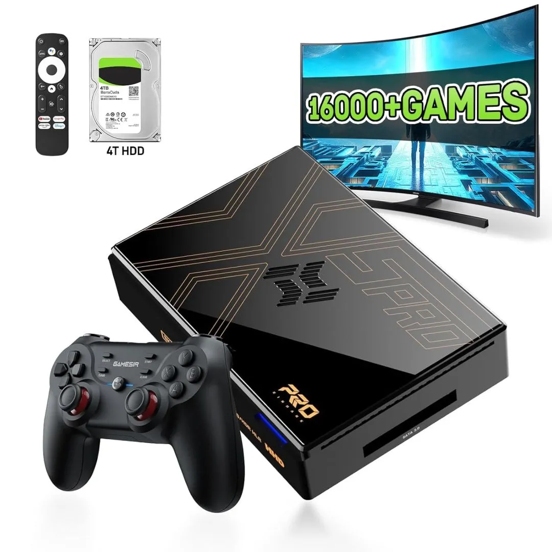 Kinhank Super Console X5 PRO Retro Game Console with 16000+Games,Emulator Console with Game&TV System,8K UHD Output,BT 5.0,Rock Chip RK3588S,SATA 3.1,Wireless Controllers