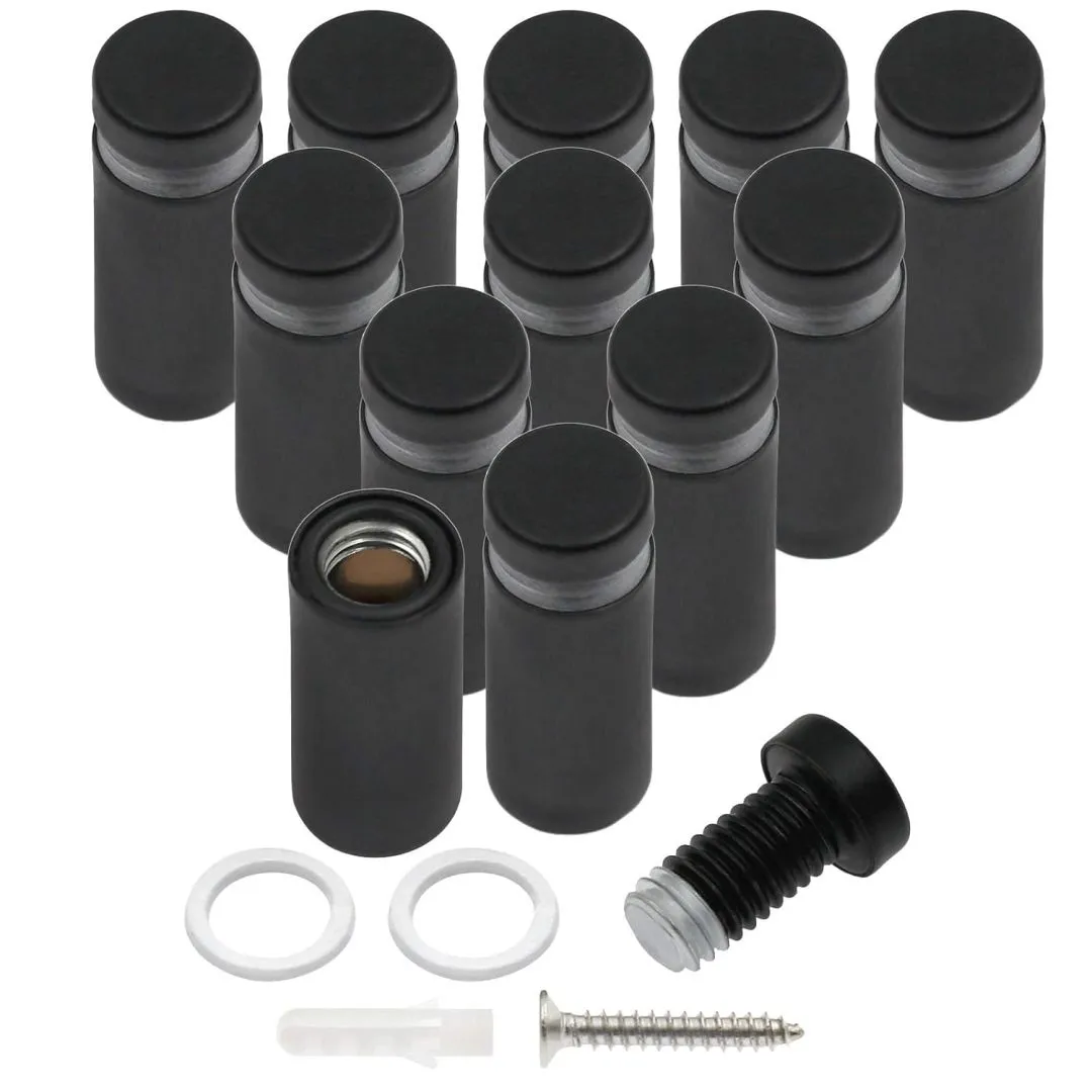 Luomorgo 12 Pcs 1/2" x 1.18" Stainless Steel Standoff Screws, Wall Sign Standoff Mounting Hardware Advertising Glass Standoff Nail for Hanging Acrylic Picture Frame, Black