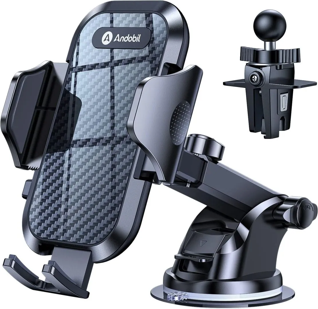 andobil Car Phone Holder (Bumpy Roads Friendly) Military-Grade Cell Phone Car Mount Ultimate Phone Holders for Your Car Dashboard Windshield Vent Car Mount for iPhone 16 Pro Max/15/14/13/12, Samsung