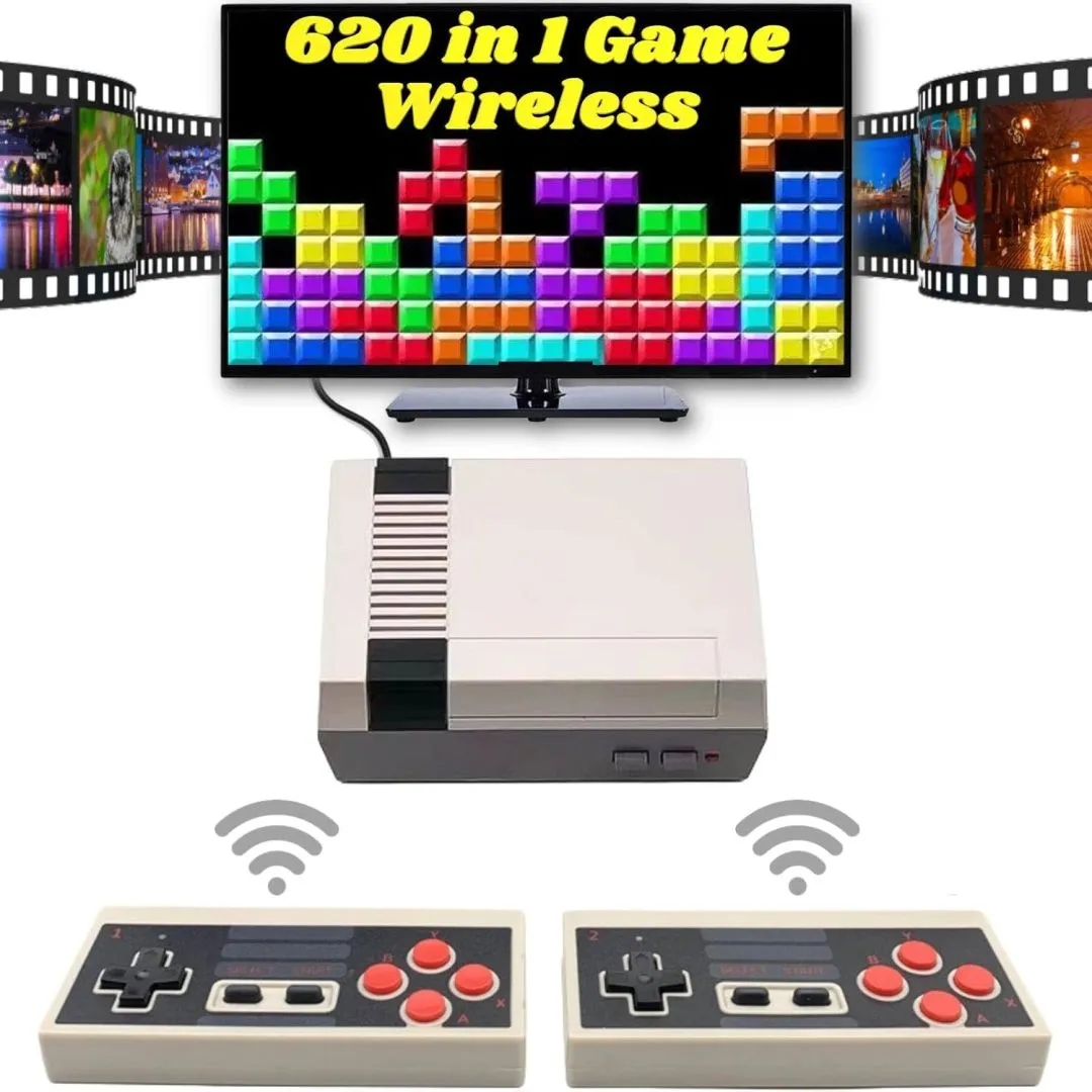 Retro Game Console, Classic Mini Video Game Console Built-in with 600 Games System,Plug and Play with Wireless Controllers Handheld Games for Kids & Adults. (Grey)