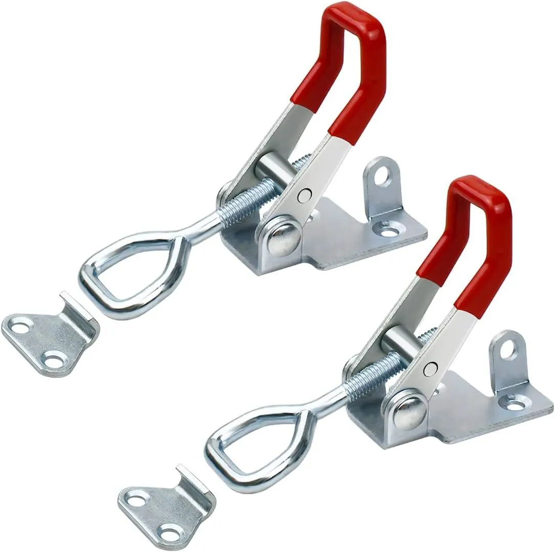2 PCS Heavy Duty Toggle Clamp Latch 4002 Adjustable Latch Hardware, 551Lbs Holding Capacity, Quick Release Pull Latch Clamp for Box Case Trunk, Industrial EquiIpment, Smoker Door and More (4.9inch)