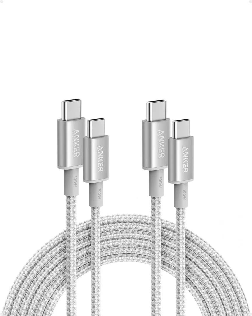Anker USB C to USB C Cable (10FT, 2Pack), Type C 100W Charger Cord Fast Charging for iPhone 16 Series,MacBook Pro 2020,Pixel and More(USB 2.0,Silver)