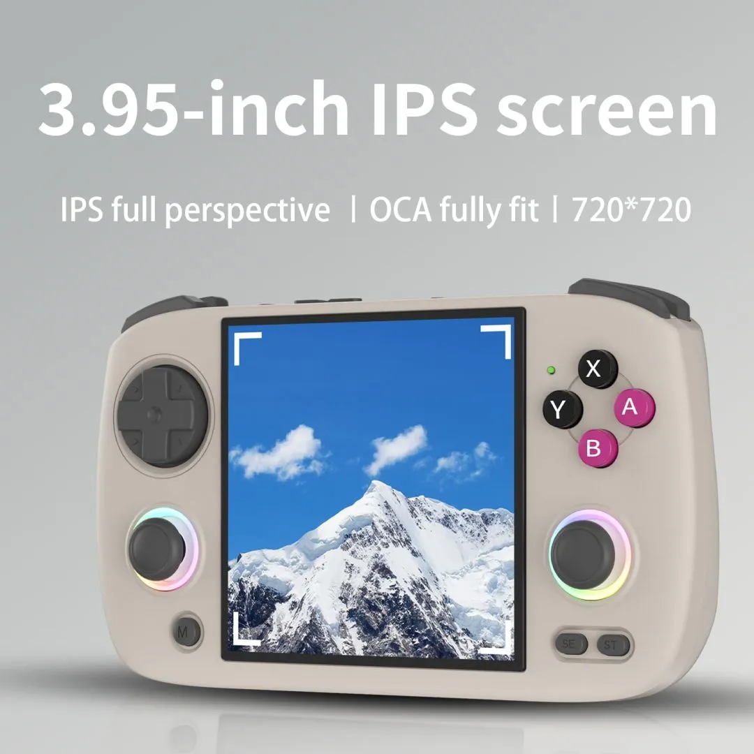 RG CubeXX Retro Gaming Console Handheld with 3.95-inch IPS Screen RGB Lighting 64G TF Card Linux System and 3800mAh Battery Supports 5G WiFi Bluetooth 4.2 Grey