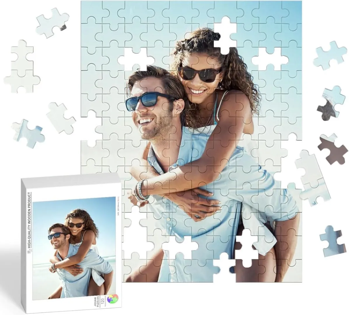 Custom Puzzle from Photo, Personalized Puzzle for Adults 120/200/300/500/1000 Pieces, Customized Jigsaw Puzzle Gift for Family, Wedding, Friend