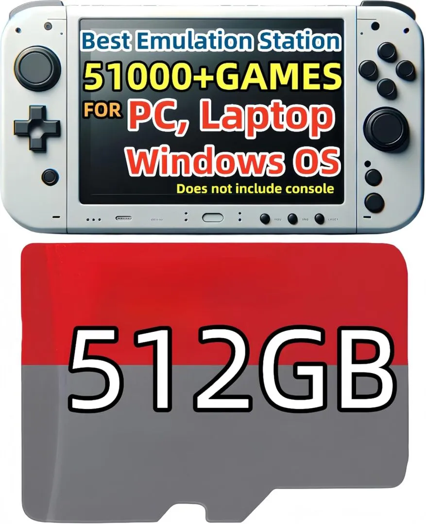 512GB RetroBat Game Card System for Handheld Game Console Windows OS, Game Card Retro Game Batocera System Emulator for PC Laptop, Retro Game Card for Windows, MSI Claw, Legion Go, ROG Ally
