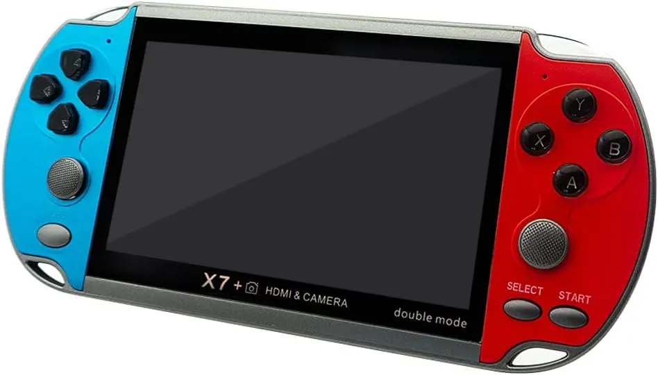 DREAMHAX X7 Plus Handheld Game Console with Preload 10000 Games, Portable Video Games Support HDMI Output & Double Player, Classic Arcade Retro Game Player Gameboy Gift Present (4.3" Screen Red Blue)