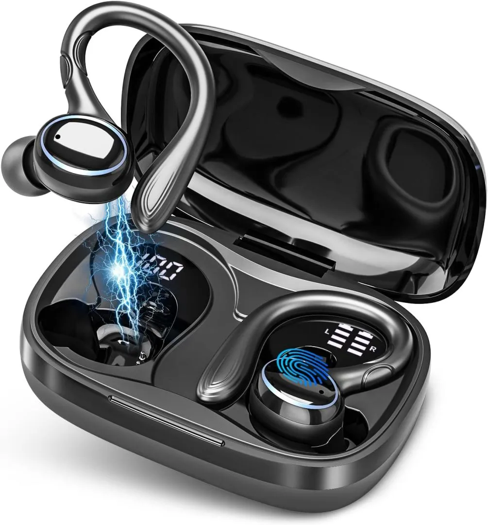 Wireless Earbuds Bluetooth Headphones Sport, Bluetooth Earbuds Stereo Ear Buds, Noise Cancelling Mic, IP7 Waterproof Headset for Workout/Running,Black
