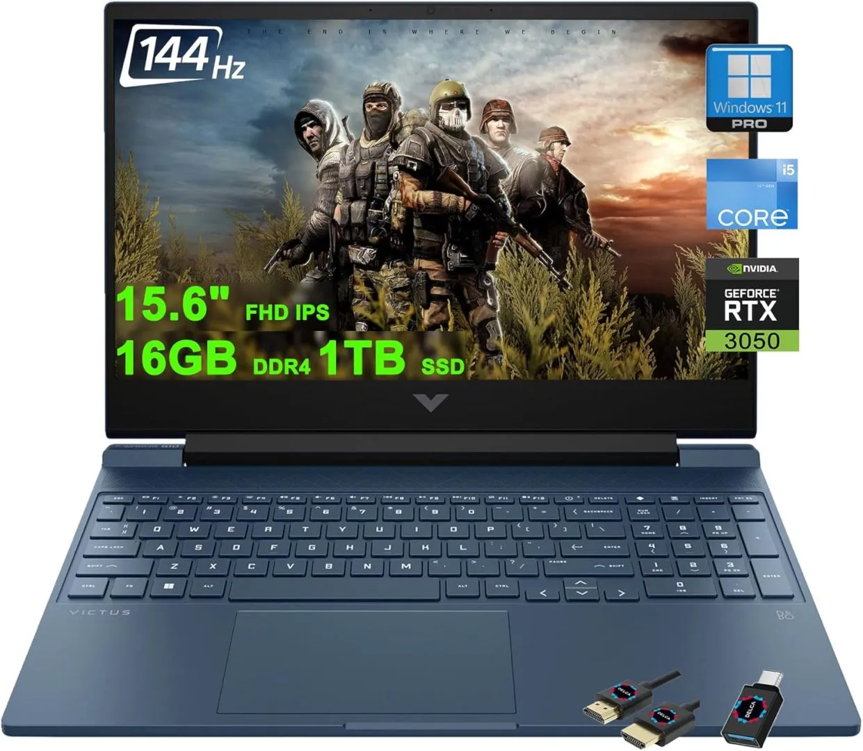 HP Victus 15 Gaming Laptop | 15.6" FHD IPS Anti-Glare 144Hz | Intel 8-core i5-12450H (>i7-11800H) | 16GB DDR4 1TB SSD | GeForce RTX 3050 | Backlit B&O Fast Charging Win11Pro w/DLCA Accessory