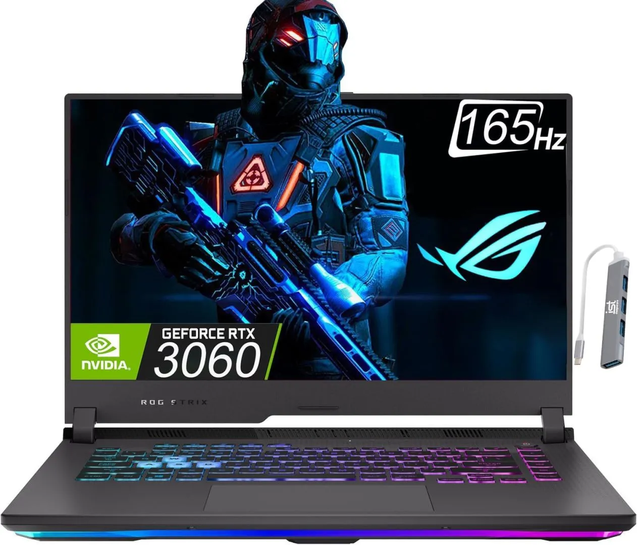 ASUS ROG Strix G15 Gaming Laptop (15.6" 2K 165Hz IPS, AMD Ryzen 7 6800H, 32GB DDR5 RAM, 1TB SSD, GeForce RTX 3060 6GB, (8-core Beat i7-11800H)) RGB Backlit KB, IST Hub, Win 11 Home, Eclipse Gray