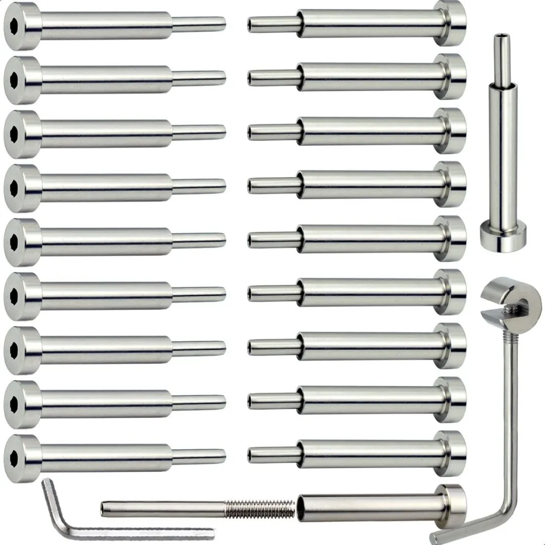 Stainless Steel Cable Railing Hardware Kit, for 1/8" Cable Railing System, for Metal Post, Invisible Turnbuckle Kit 20 Pcs