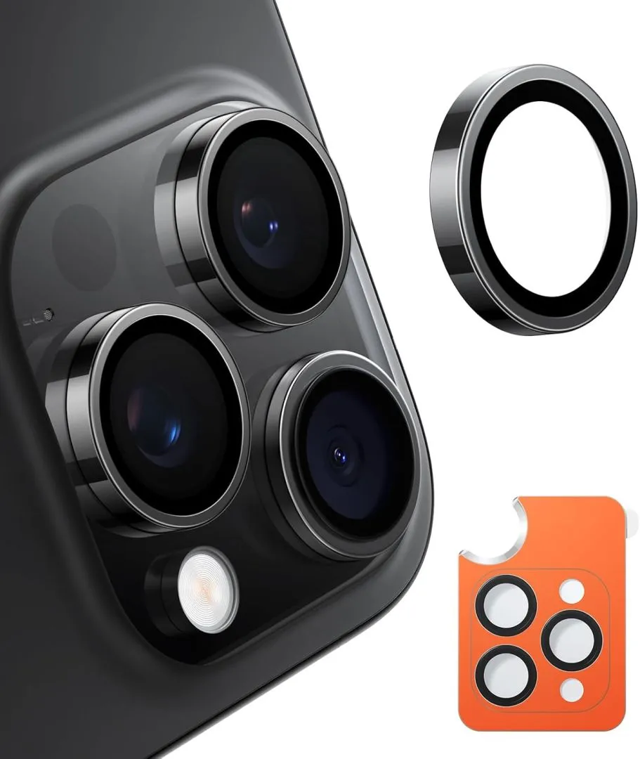 TORRAS 3-Year Ultimate Durability 9H+ glass for iPhone 16 Pro Max/16 Pro Camera Lens Protector [1:1 Invisible Fit & Ultra Clarity] Camera Protector 16 Pro Max/16 Pro Tempered Glass, Black Titanium