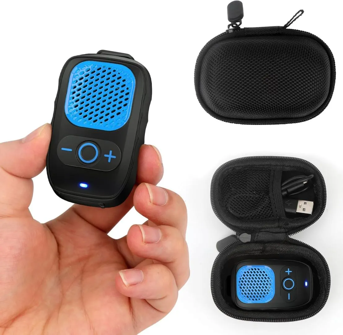 Wearable Bluetooth Speaker - 30H Working Time Clip-On Wireless Jobsite Pro Water-Resistant Portable Speaker — Built-in Mic for Hands-Free Music and Calls, Blue (Non-Magnetic)