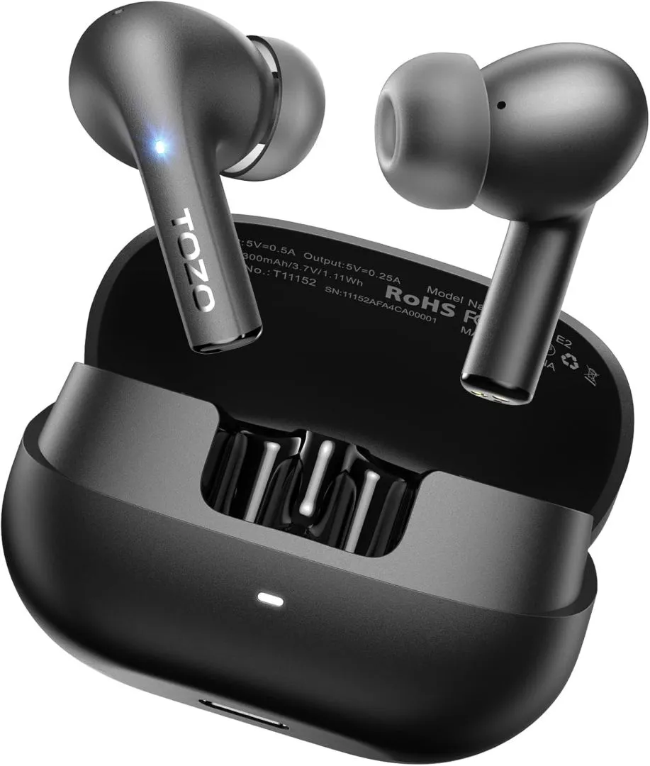TOZO E2 Wireless Earbuds with 2 Mics AI Call Noise Cancellation, 10mm Drivers with Powerful Bass, App Customize 32 EQs, 30H Playtime, Bluetooth 5.3 Headphones, Comfort Fit in-Ear Headset