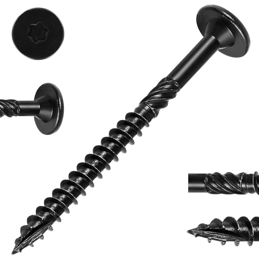 250 Pcs Black Star Drive Wood Screws 6 inch - Rust Resistant Timber Deck Screws for Landscaping, Log & Timber Wood - Heavy-Duty Outdoor Fasteners (#14 x 6 Black)