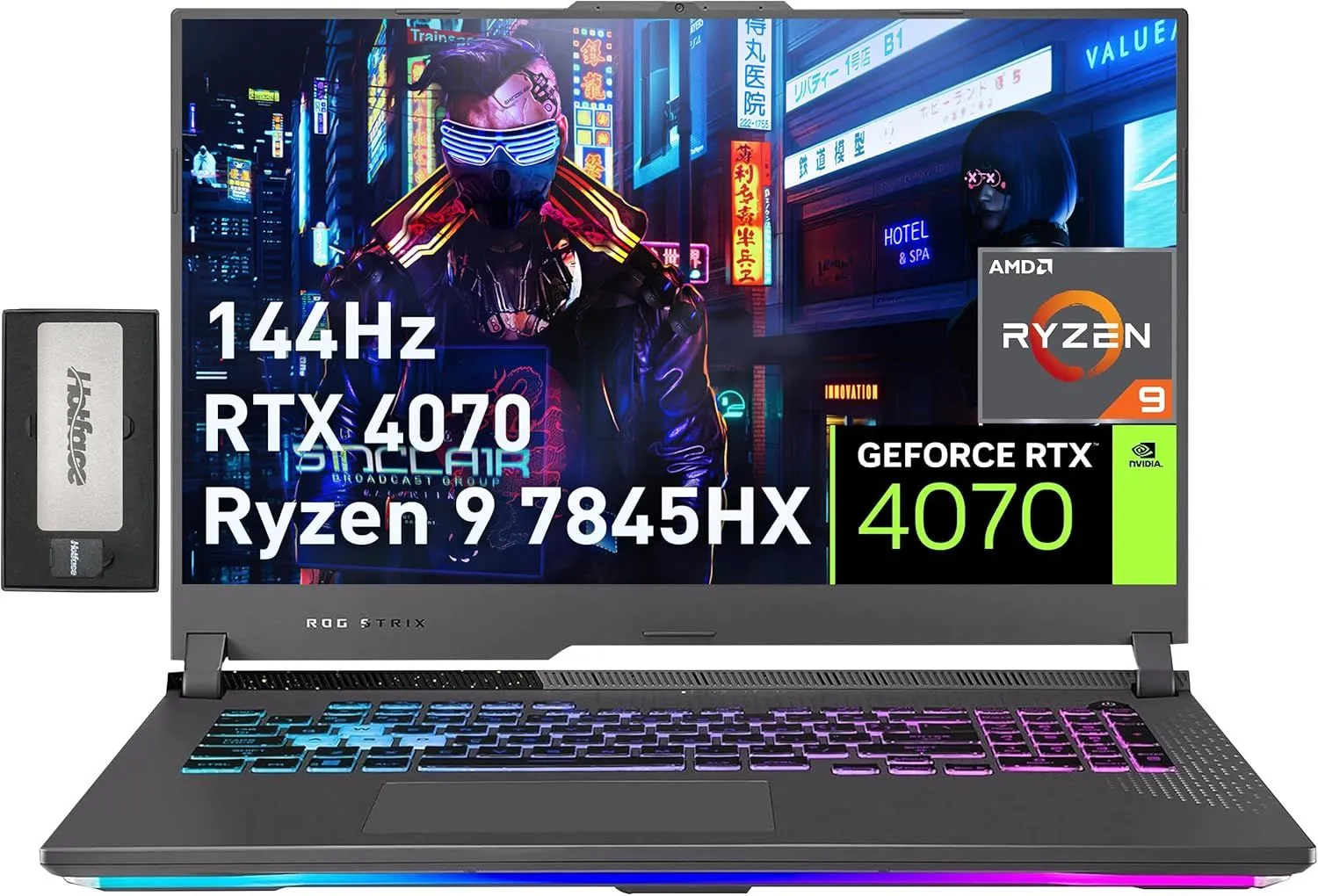 ASUS ROG Strix G17 17.3" FHD 144Hz Gaming Laptop, AMD Ryzen 9-7845HX, 64GB DDR5, 4TB PCIe SSD, NVIDIA GeForce RTX 4070, 4-Zone RGB Keyboard, VR Ready, Win 11, Gray, 256GB Docking Station Set