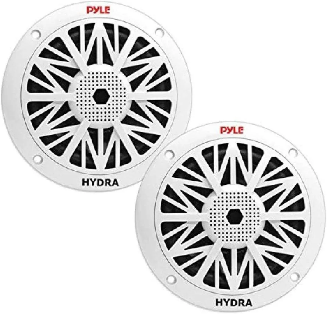 Pyle 6.5 Inch Dual Marine Speakers - 2 Way Waterproof and Weather Resistant Outdoor Audio Stereo Sound System with 200 Watt Power, Poly Carbon Cone and Butyl Rubber Surround - 1 Pair - PLMR62 (White)