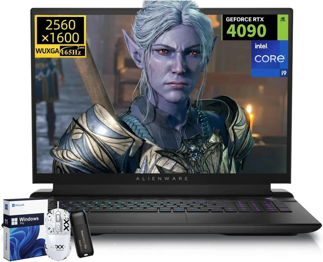 Dell Alienware m18 R2 Gaming Laptop, RTX 4090 16GB GDDR6, Intel i9 14900HX(Up to 5.8GHz), 18" QHD+ (2560x1600) 165Hz, 64 GB DDR5, 2 TB SSD, WiFi 7, Bluetooth 5.4, Win 11 Pro, Gaming Mouse, 256GB UFD