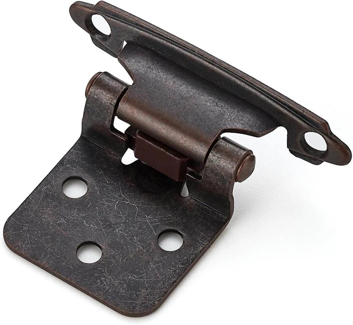 Ravinte 30 Pack 15 Pairs 1/2 inch Overlay Cabinet Hinges Antique Copper Semi-Concealed Cupboard Hinges Face Mount Cabinet Door Hardware Self Closing Cabinet Hinges Decorative Kitchen Cabinet Hinges