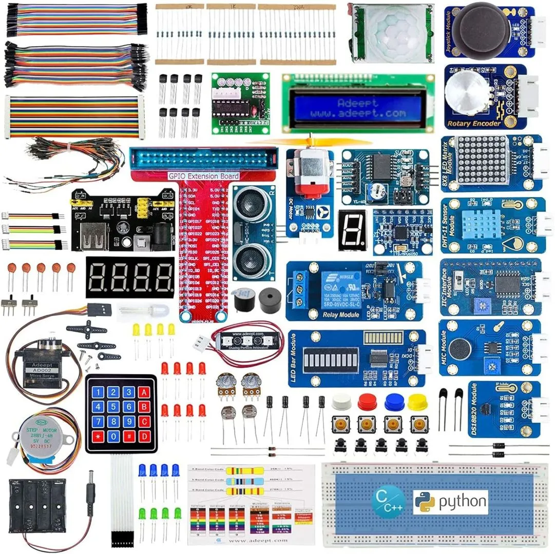 Adeept Ultimate Starter Kit for Raspberry Pi 4 3 B+ B 3B 3B+ 2B, Python C Code, 40 Projects, STEM Education Kit, DIY Electronic Components Comprehensive Starter Kit with 480 Pages PDF Manual