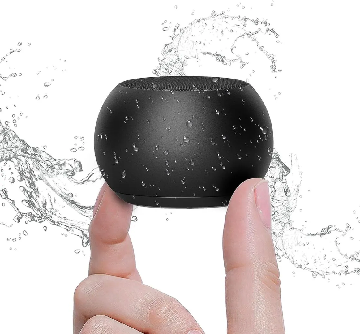 Small Speaker, Bluetooth Shower Speaker with Loud Stereo Sound and Robust Bass, Mini Speaker with Lanyard Easy to Carry, Brief Design, IPX7 Waterproof Shower Speaker, Room, Hiking, Biking, Black