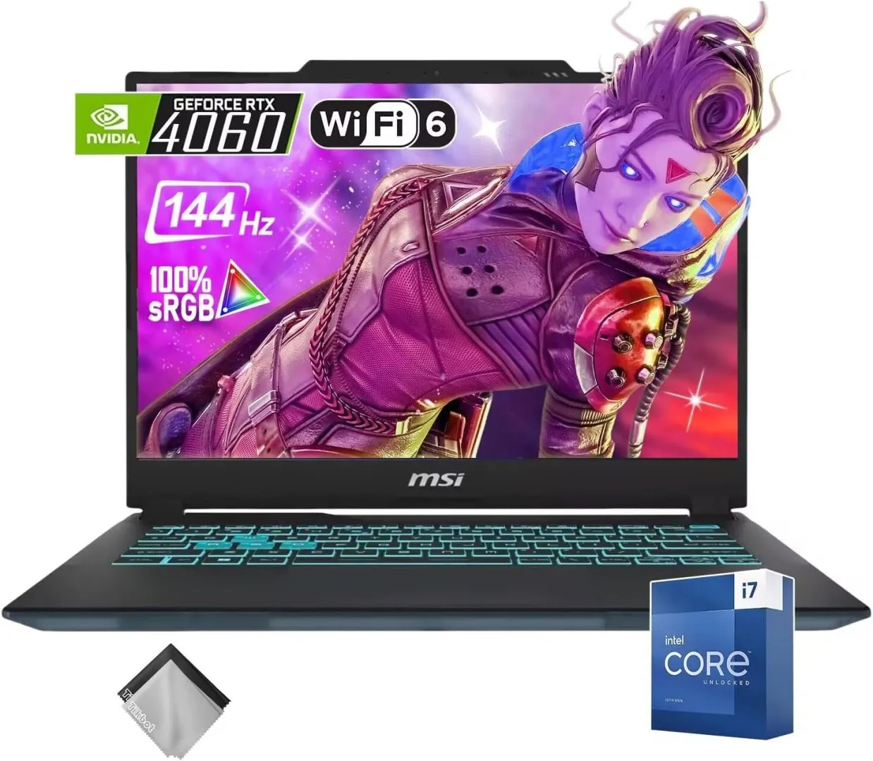 MSI Cyborg 14" 144Hz Gaming Laptop- Intel Core i7-13620H-NVIDIA GeForce RTX 4060-Backlit-Window 11 Home-W/Cloth (32GB RAM |2TB PCIE SSD)