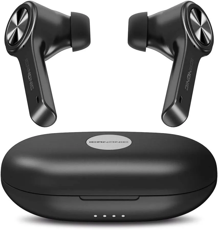 iCanonic Wireless Earbuds with Bluetooth 5.0 in-Ear Headphones and Charging Case, HD Sound/Quick-Pairing Stereo Calls/Built-in Microphones/IPX5 Sweatproof/Acoustic Bass for Sports - Black (ZT000030)