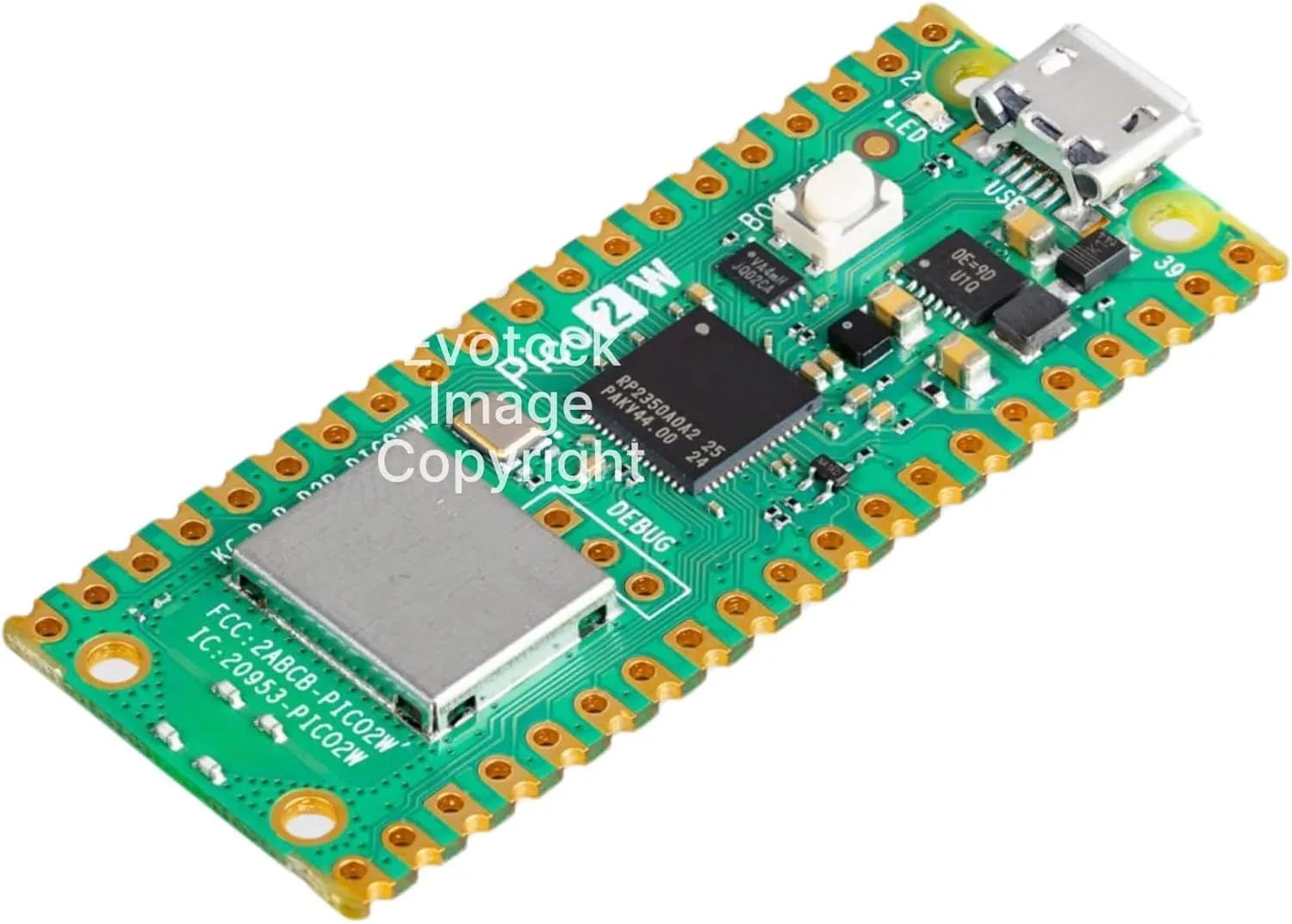 Pi Pico 2 W - RP2350 Microcontroller Board, Bluetooth 5.2, WiFi, BLE, Dual-Core 150MHz, 520KB RAM, 4MB Flash, USB Drag-and-Drop Programming, 26 GPIO